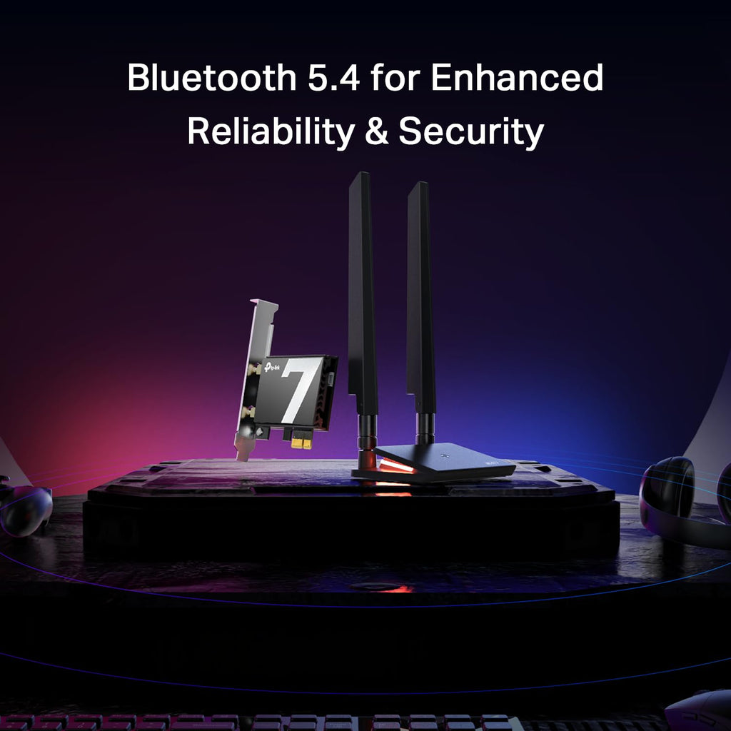 TP-Link WiFi 7 BE9300 PCIe WiFi Card for Desktop PC(Archer TBE550E), Tri-Band Wireless Adapter, Bluetooth 5.4, Multicolor Status LED, Supports AMD/Intel Motherboard, Not Compatible with Windows 10