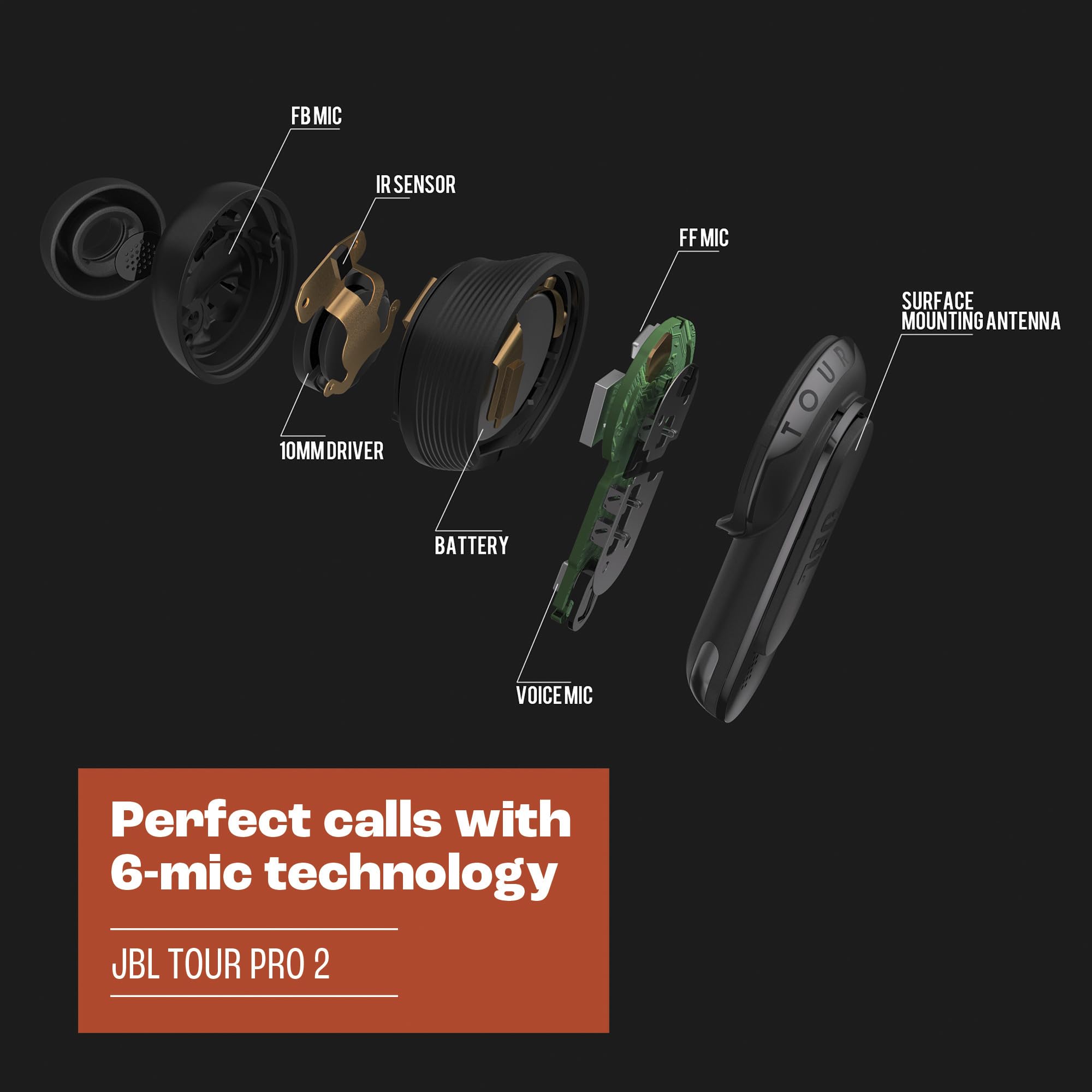 JBL Tour Pro 2 (Black) - Wireless Noise Cancelling Headphones