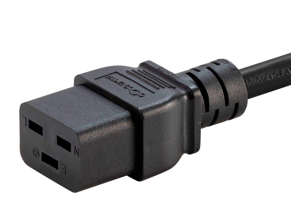 Monoprice Heavy Duty Power Cord - NEMA 6-20P to IEC 60320 C19, 12AWG, 20A/2500W, SJT, 125V, Black, 6ft