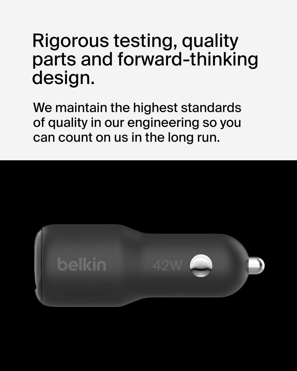 Belkin BoostCharge Dual Car Charger 42W w/Fast Charge USB-C 30W PPS & 12W USB-A Ports + USB-C to USB-C Cable for Apple iPhone 16, 16 Pro, 16 Pro Max, iPhone 15, Samsung Galaxy S24, & More - Black