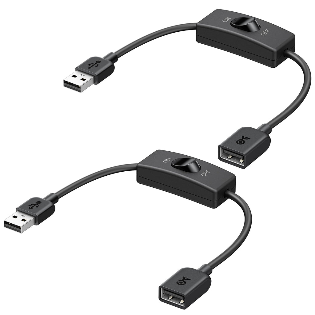 Cable Matters 2-Pack USB On Off Switch - 1ft, Support Data and Power, Short USBA Extension Cable with ON Off, USB Power Switch