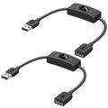 Cable Matters 2-Pack USB On Off Switch - 1ft, Support Data and Power, Short USBA Extension Cable with ON Off, USB Power Switch
