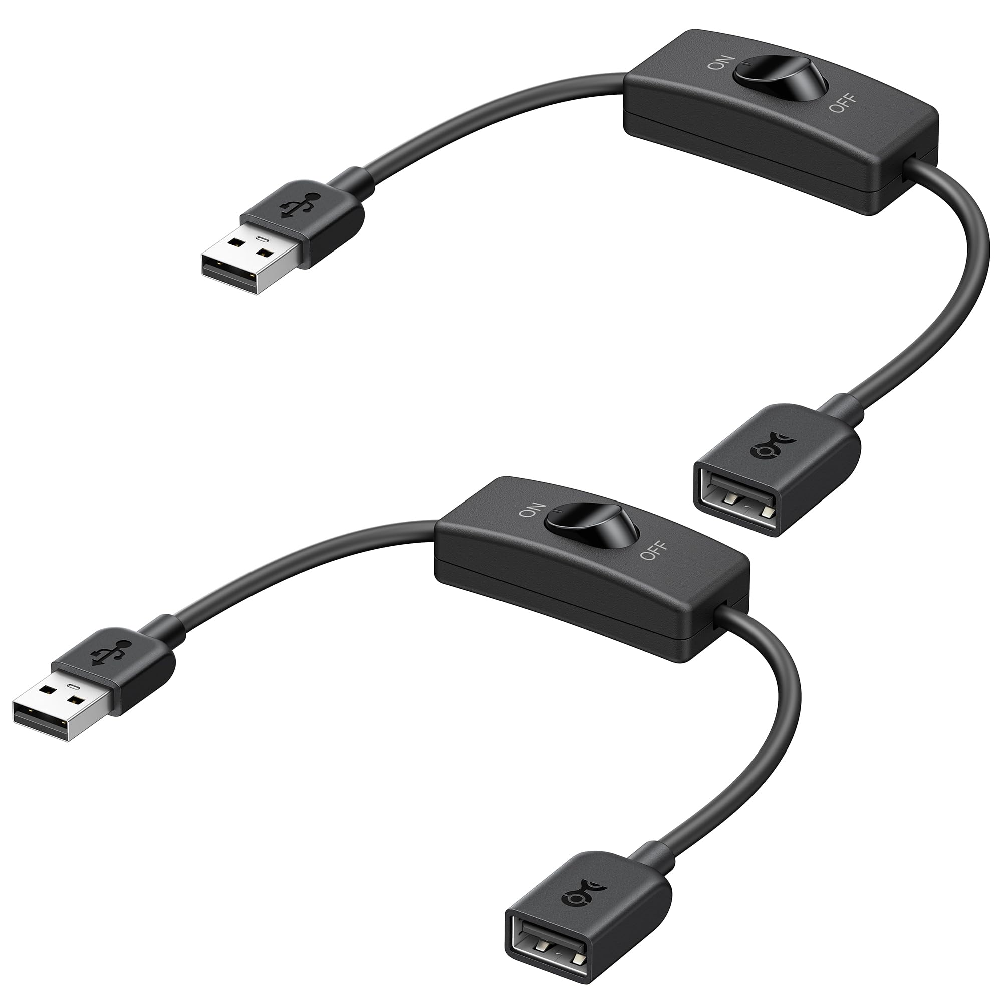 Cable Matters 2-Pack USB On Off Switch - 1ft, Support Data and Power, Short USBA Extension Cable with ON Off, USB Power Switch