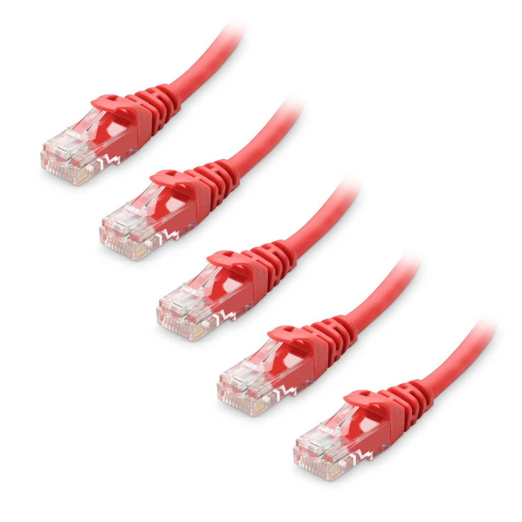 Cable Matters 5-Pack Snagless Cat6 Ethernet Cable (Cat6 Cable/Cat 6 Cable) in Red 10 Feet - Available 1FT - 150FT in Length