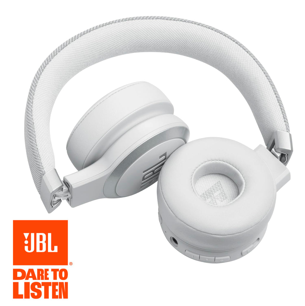 JBL Live 670NC - Wireless On-Ear Headphones with Adaptive Noise Cancelling with Smart Ambient, Up to 65H Battery Life with Speed Charge, Lightweight, Comfortable and Foldable Design (White)