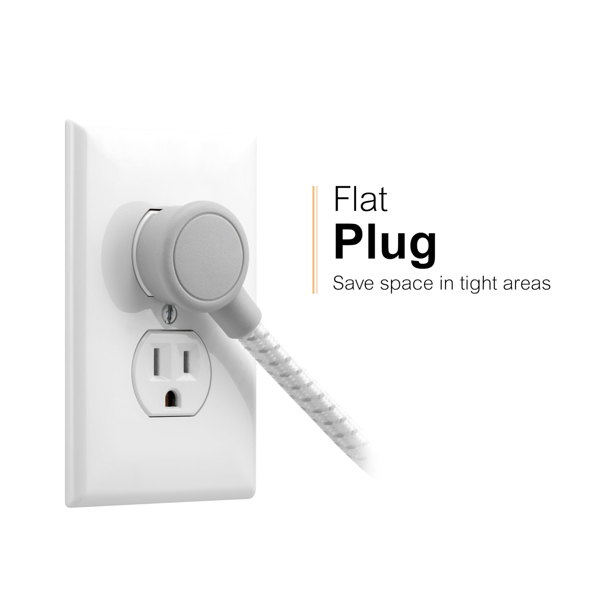 GE 7-Outlet Surge Protector Power Strip with USB, 2 USB-A, 4 Ft Braided Cord, Multi Plug Outlet Extender, Flat Plug, Charging Station, 2.4A, 1470 Joules, White/Gray, 81780