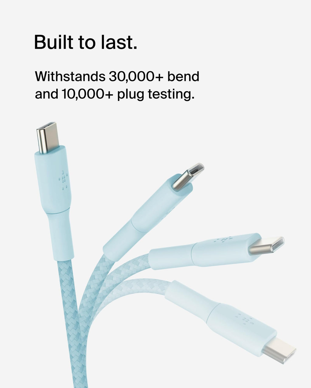 Belkin BoostCharge Braided USB-C to USB-C Cable (1M/3.3ft) for iPhone 16, 16 Pro, 16 Pro Max, 16 Plus, Galaxy S25, S24, Note, Pixel 9, Pixel 8, iPad Pro & More - Blue