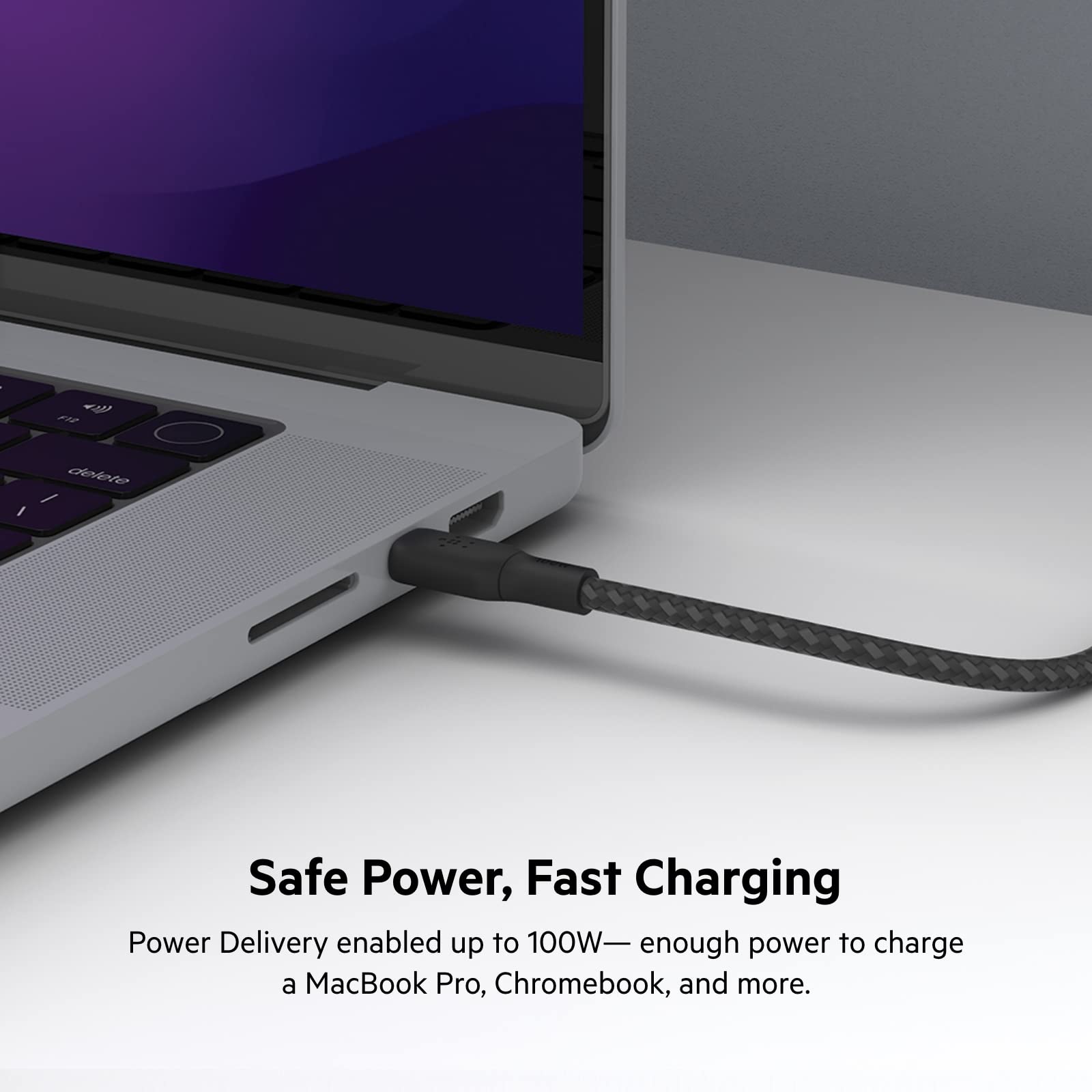Belkin USB Type C to C Cable, 100W Power Delivery USB-IF Certified 2.0 USB C Charger Cable with Double Braided Nylon Exterior for iPhone 16, 15, iPad, MacBook, Galaxy, Pixel and More -3 m, black