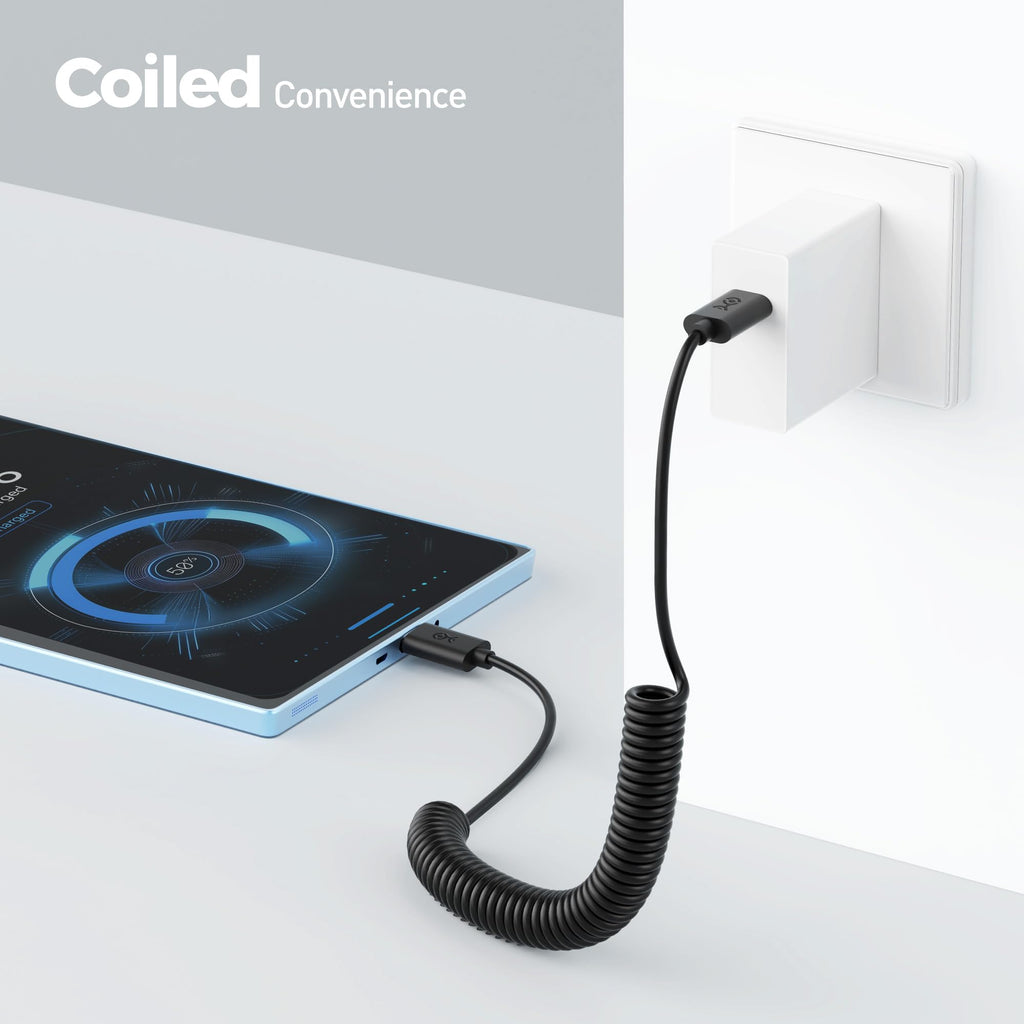Cable Matters Coiled USB C to USB C Cable 1-4 Feet, Up to [60W Charging, 480Mbps Data Transfer] Compatible with Apple CarPlay, Android Auto, USBC Charger Cable for iPhone 16/15, Galaxy S24