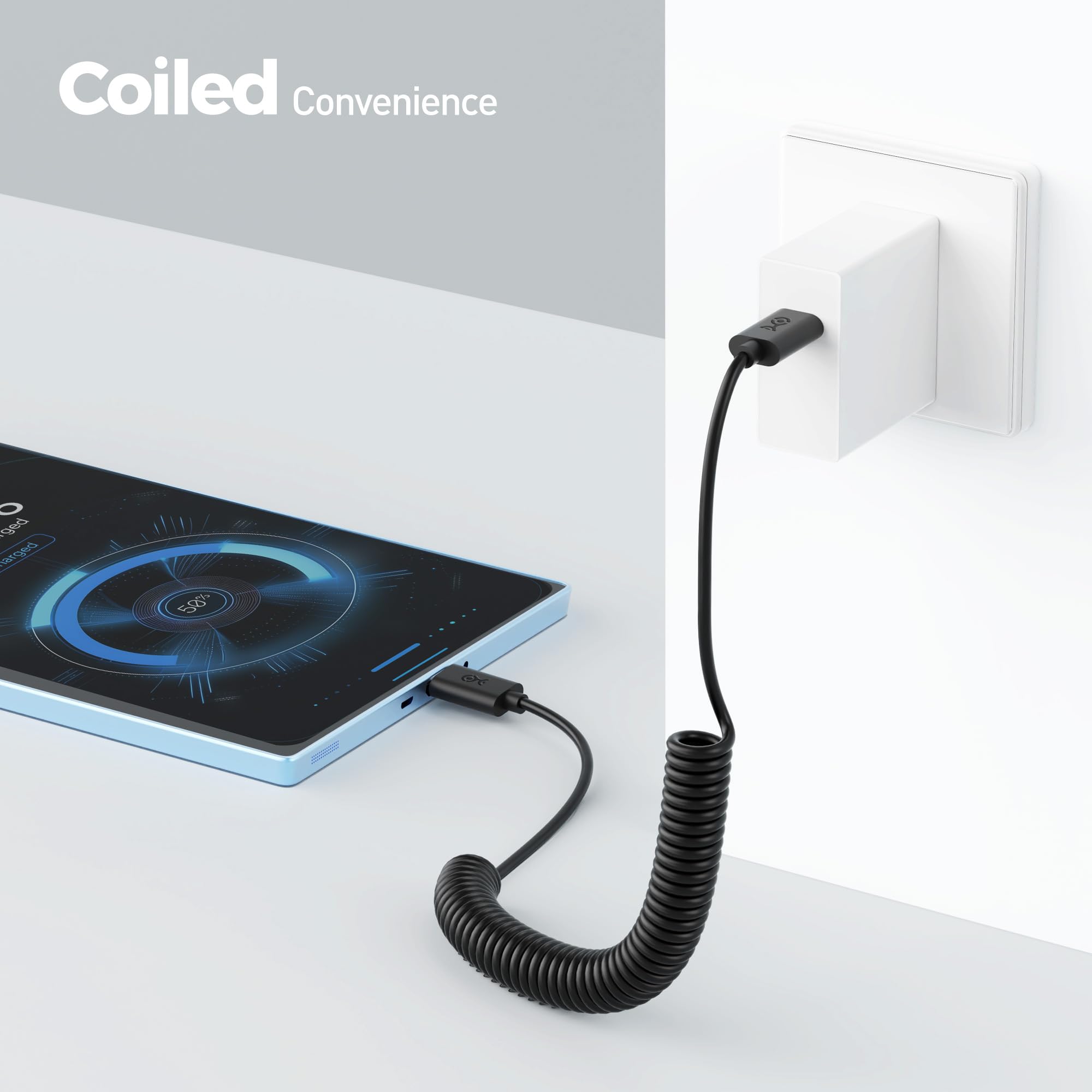 Cable Matters Coiled USB C to USB C Cable 1-4 Feet, Up to [60W Charging, 480Mbps Data Transfer] Compatible with Apple CarPlay, Android Auto, USBC Charger Cable for iPhone 16/15, Galaxy S24