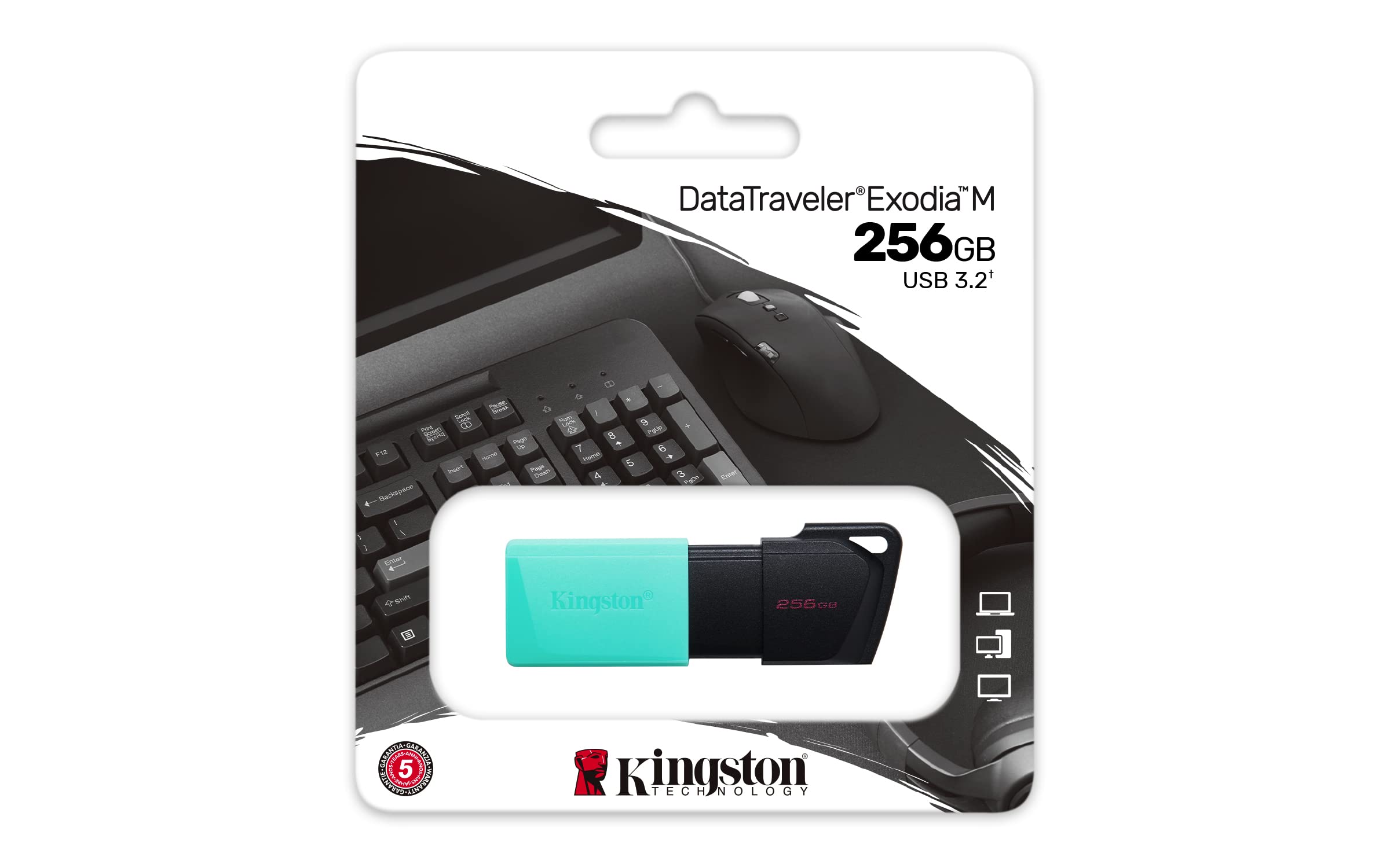Kingston DataTraveler Exodia M USB 3.2 Gen 1 DTXM/256GB- with Moving Cap (Black + Teal)