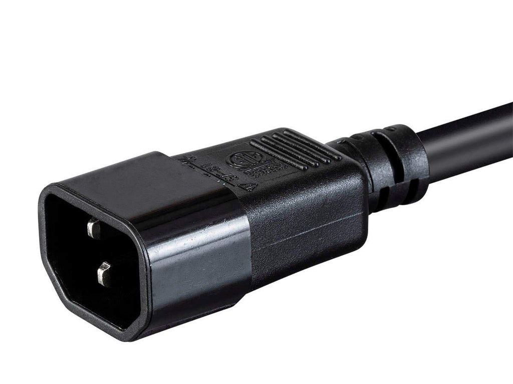 Monoprice Power Cord - 6 Feet - Black | IEC 60320 C19 to IEC 60320 C14, 16AWG, 10A, Sjt, 100-250V