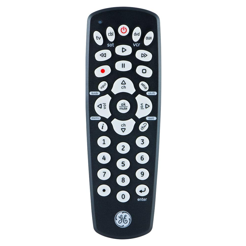 GE Universal Remote Control for Samsung, Vizio, LG, Sony, Sharp, Roku, Apple TV, RCA, Panasonic, Smart TVs, Streaming Players, Blu-ray, DVD, 4-Device, Black, 34708