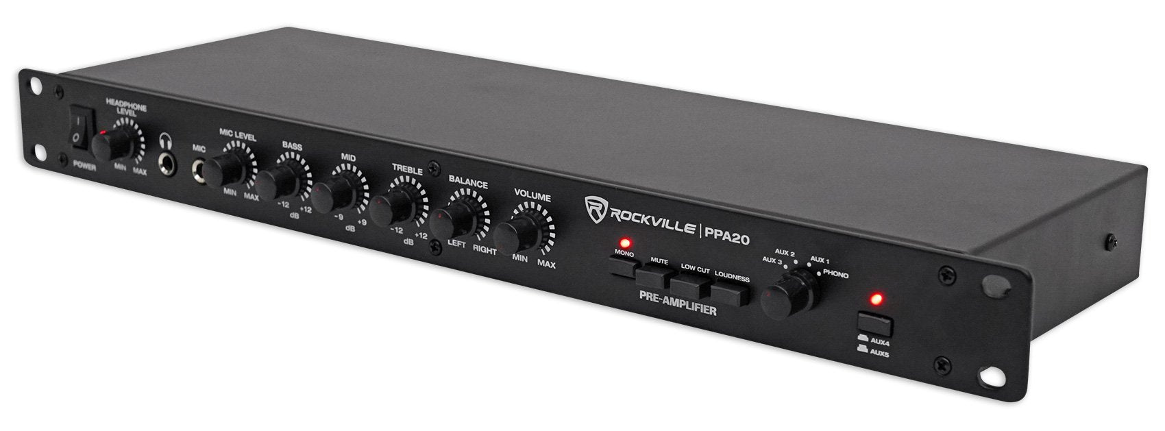Rockville PPA20 Preamp Professional 1U Rack Mount Pre-Amplifier w/Crossover+EQ