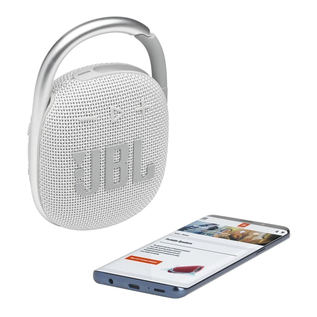 JBL 2 Pack Clip 4 Waterproof Wireless Audio Bluetooth Speaker Bundle (White)