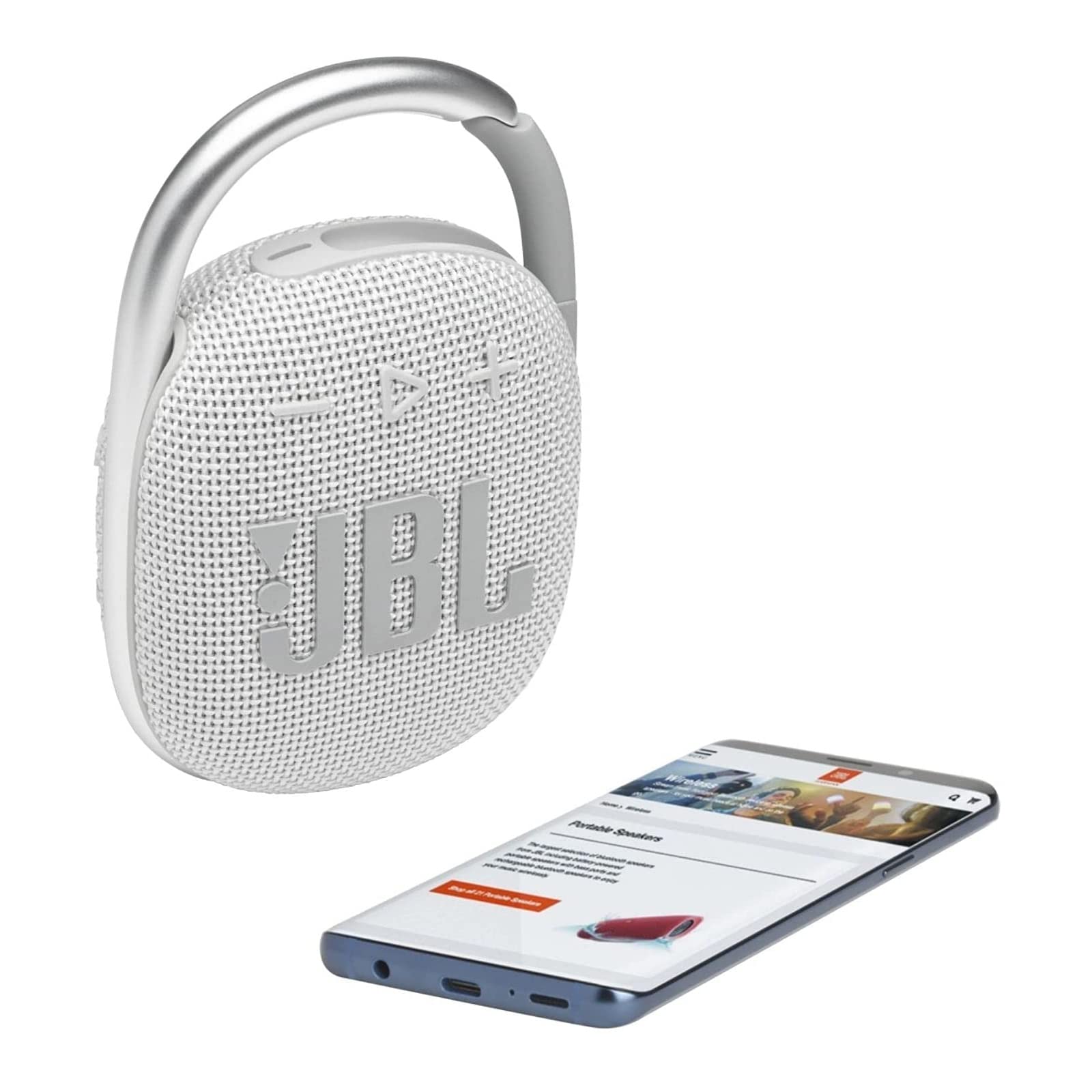 JBL 2 Pack Clip 4 Waterproof Wireless Audio Bluetooth Speaker Bundle (White)