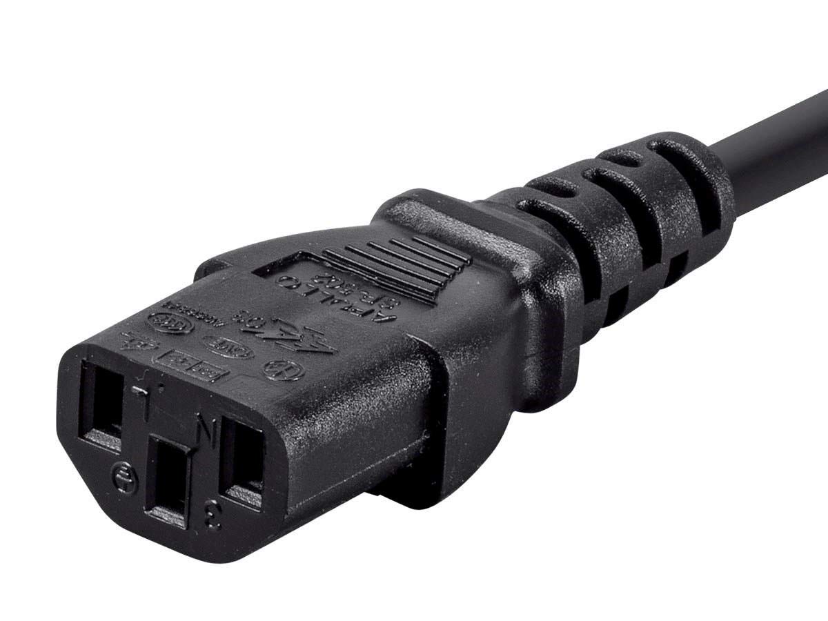 Monoprice 12ft 18AWG Power Cord Cable w/ 3 Conductor PC Power Connector Socket, 10A (NEMA 5-15P to IEC-320-C13)