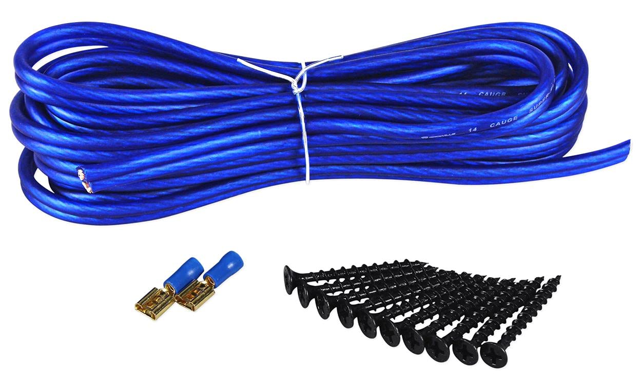Rockville Complete Single Sub Box Enclosure Installation Kit: Speaker Wire, Screws, Spades