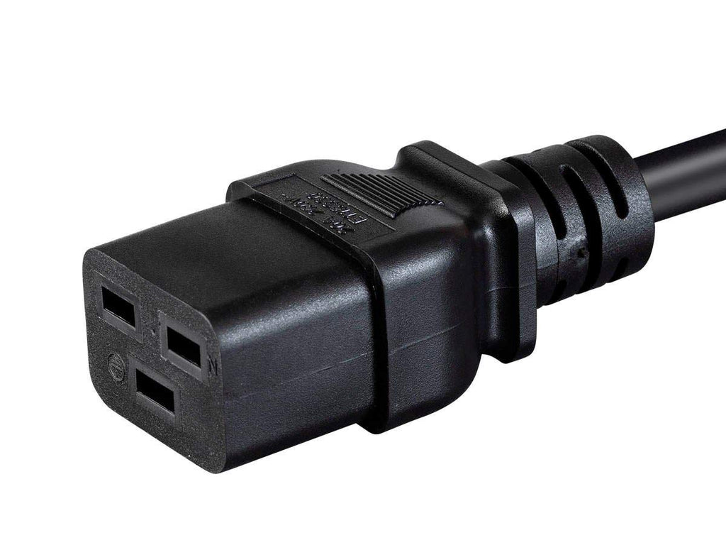 Monoprice Power Cord - 6 Feet - Black | IEC 60320 C19 to IEC 60320 C14, 16AWG, 10A, Sjt, 100-250V