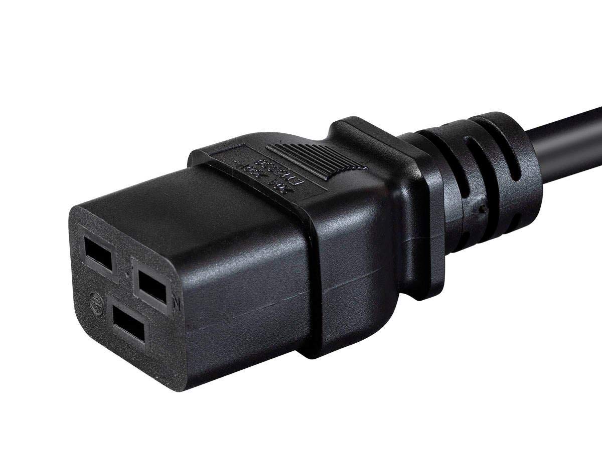Monoprice Power Cord - 6 Feet - Black | IEC 60320 C19 to IEC 60320 C14, 16AWG, 10A, Sjt, 100-250V