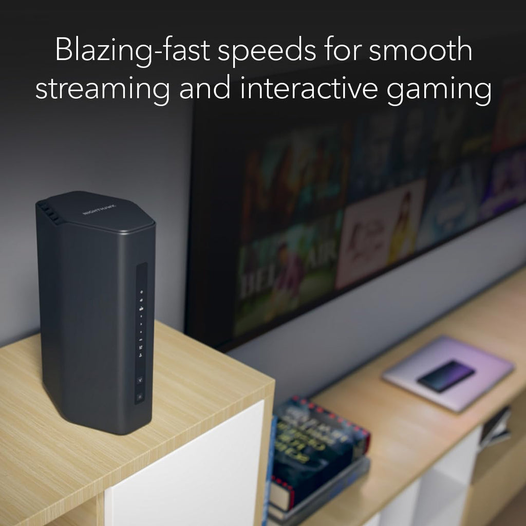 NETGEAR Nighthawk (RS200) Dual Band WiFi 7 Router Security Functions Wireless Speed BE6500 (up to 6.5Gbps) Covers up to 2500 sq.m, 80 Devices, 2.5GB Internet Port