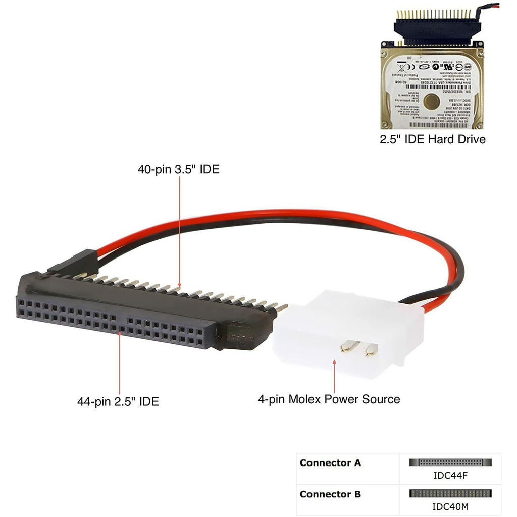 Sabrent 2.5/3.5" Adapter - 44-pin, 40-pin, Male/Female, IDE/SATA, Nickel, Black, White)