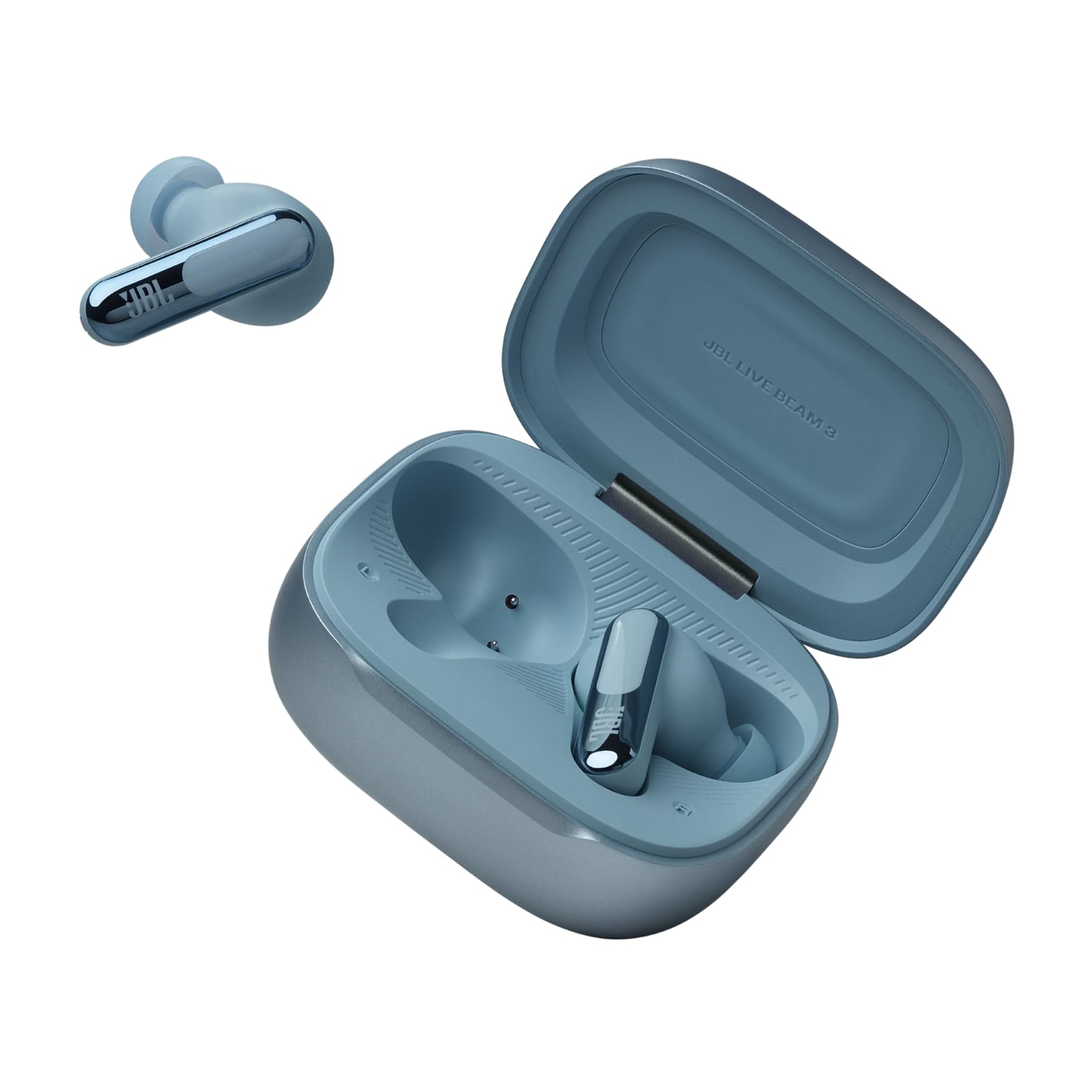 JBL Live Beam 3 - True Wireless Noise-Canceling Closed-Ear Earbuds, 48Hr Playback, Wireless Charging, 6 Mics for Calls, Multi-Connect, IP55 Dust- and Water-Resistant (Blue)