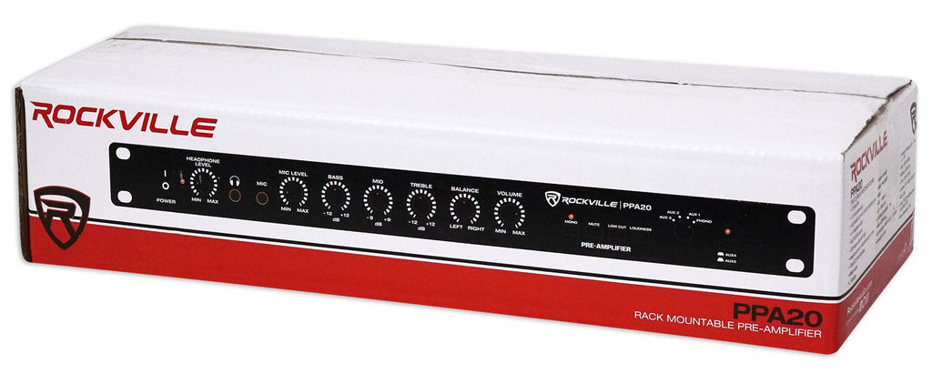 Rockville PPA20 Preamp Professional 1U Rack Mount Pre-Amplifier w/Crossover+EQ