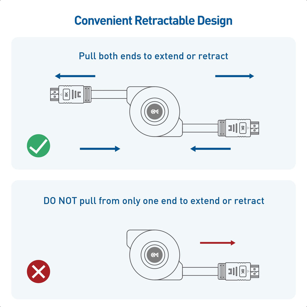 Cable Matters 8K 60Hz / 4K 240Hz Retractable HDMI Cable with HDR Support - 3.3 Feet