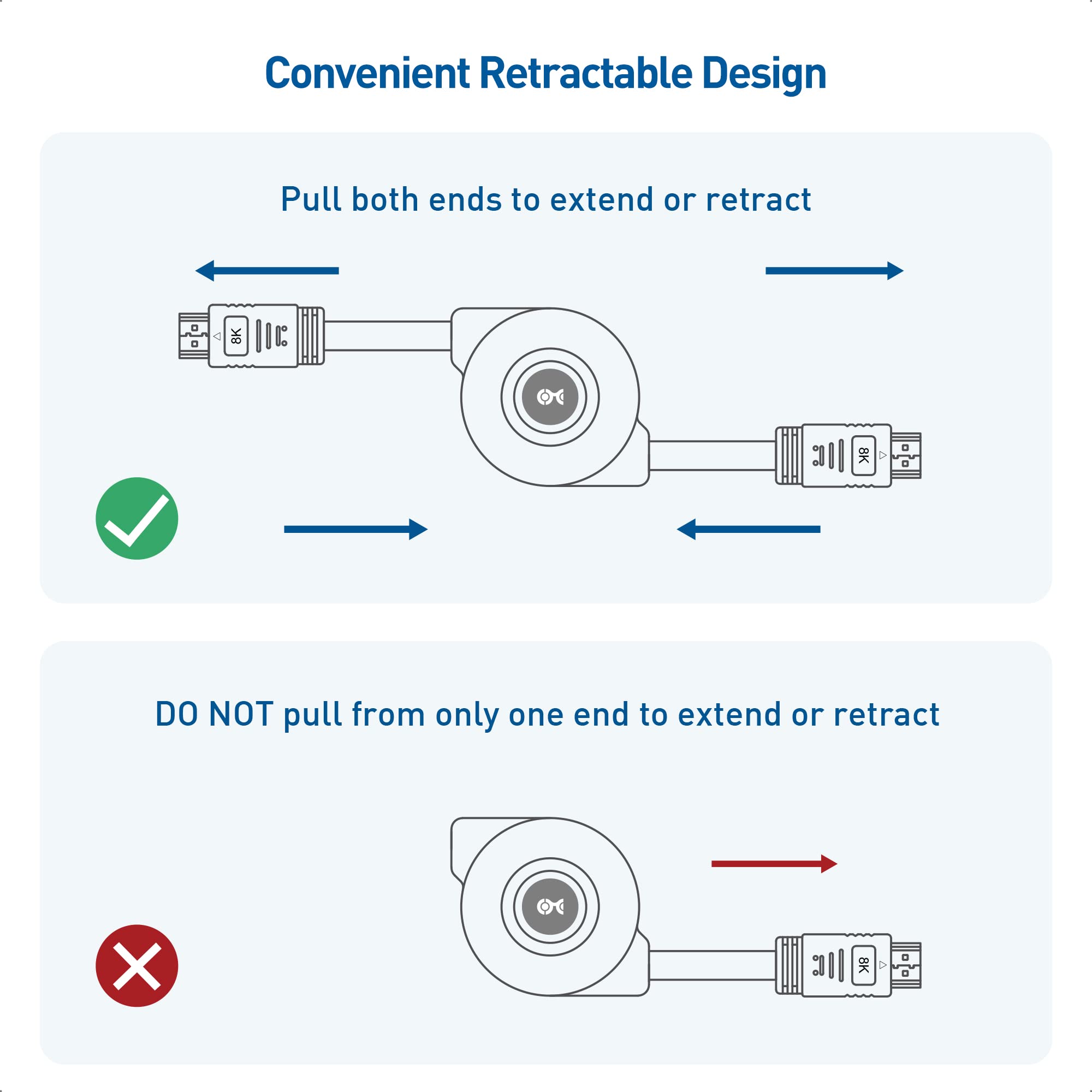 Cable Matters 8K 60Hz / 4K 240Hz Retractable HDMI Cable with HDR Support - 3.3 Feet