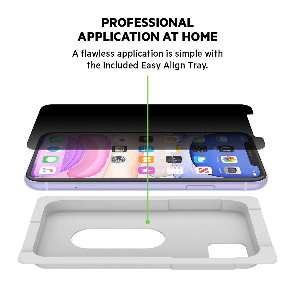 Belkin SCREENFORCE Tempered Glass Privacy Screen Protector for iPhone 11, iPhone XR, Model Number: OVA006zz