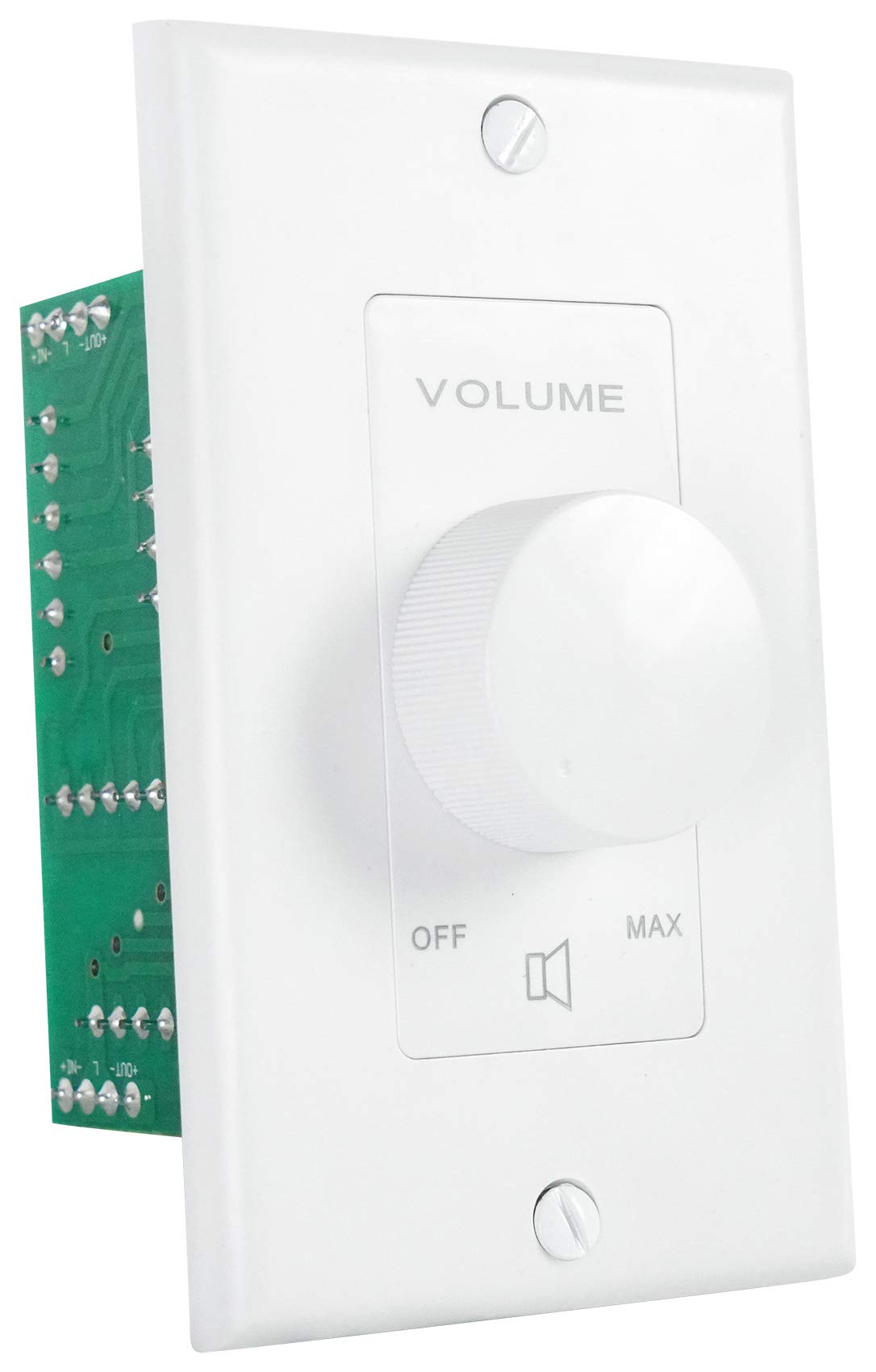 Rockville VOL850 50W x2 Wall Stereo Volume Controller 8 Ohm, 11-Step Rotary Knob, 20Hz-20kHz, 30dB Attenuation, for Home Theater and Commercial Audio Systems
