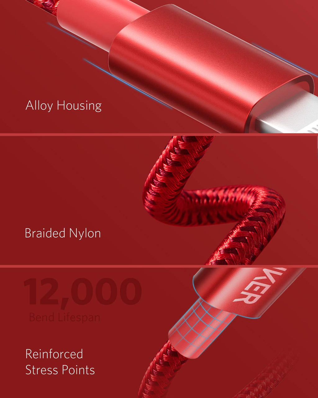 Anker New Nylon USB C to Lightning Cable, Apple MFi Certified for iPhone 14 Series, and More (6FT,Red)