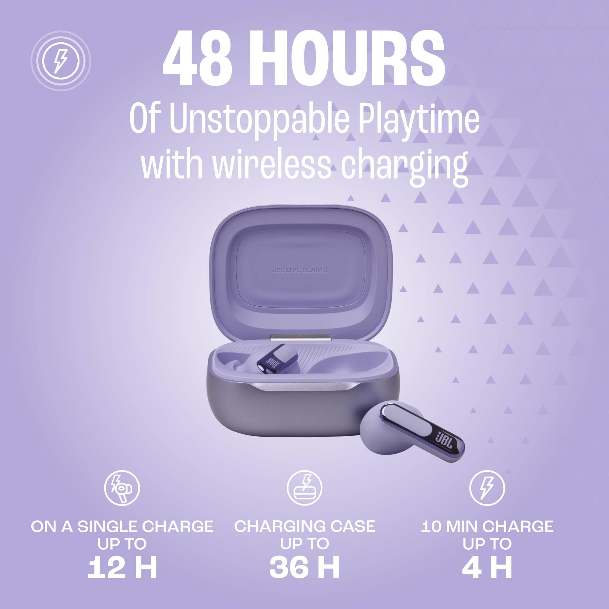 JBL Live Beam 3 - True Wireless Noise Cancelling Closed-Stick Earphones, 48 Hours Total Playback, Wireless Charging, 6 Microphones for Perfect Calls, Multi-Point Connection, IP55 Waterproof and