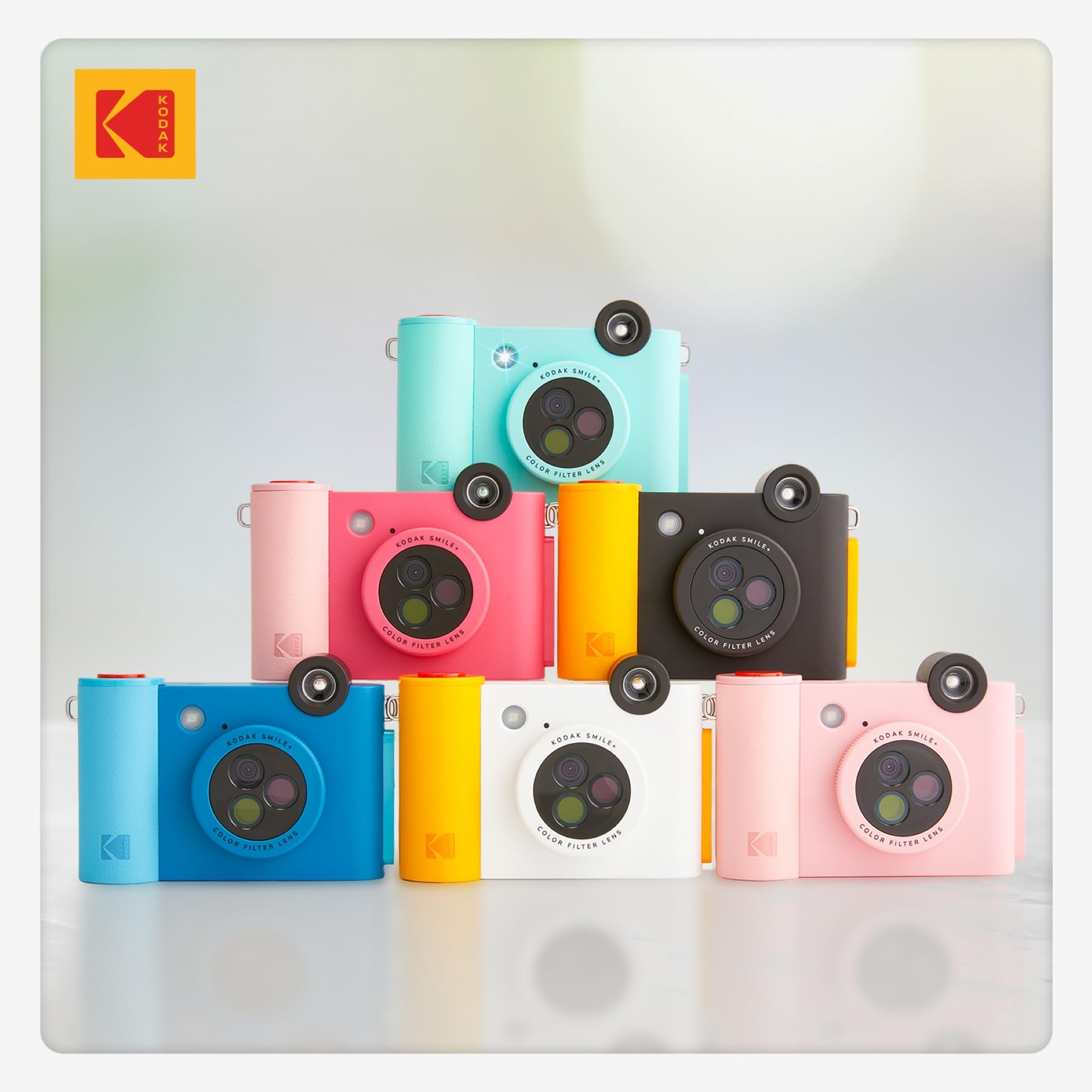 KODAK Smile+ 2-in-1 Digital Instant Camera & Wireless Bluetooth Photo Printer, 10MP, Special-Effect Rotating Lens, Zink 2x3" (5.1x7.5 cm) Sticky-Back Photos, Print via App from Smart Devices, Black