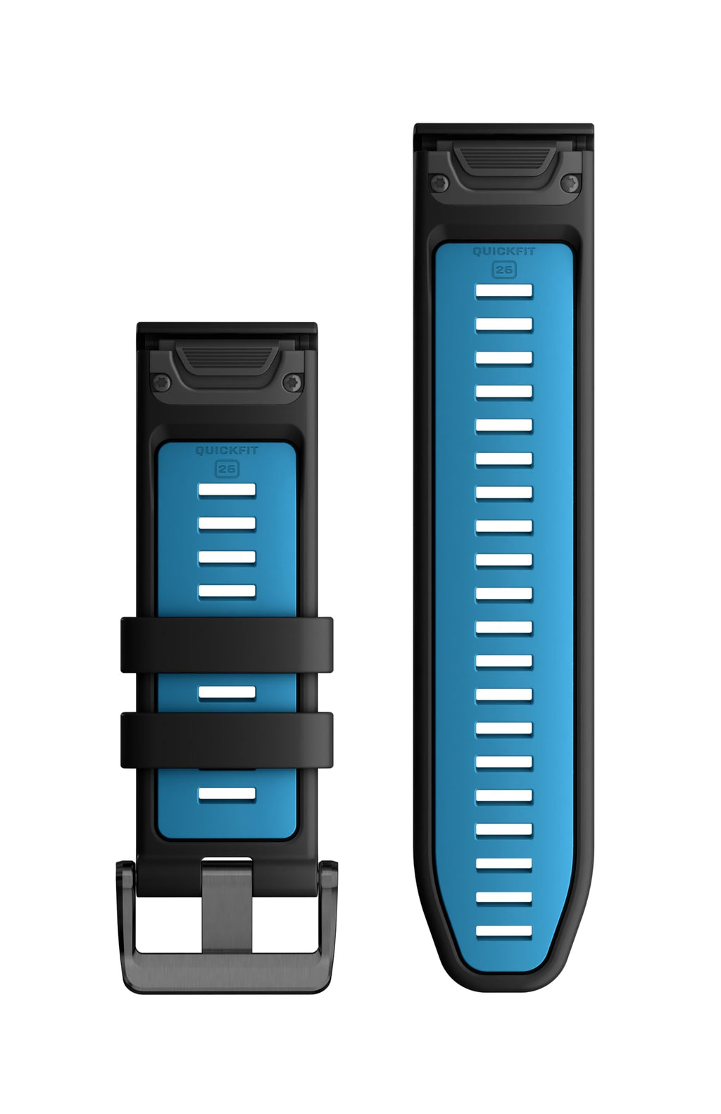 Garmin QuickFit Watch Bands (26mm), suitable for selected fēnix-, epix-, Descent-, D2-, Instinct-, Forerunner- and Tactix series smartwatches, Original accessory, Silicone, Black/Cirrus Blue