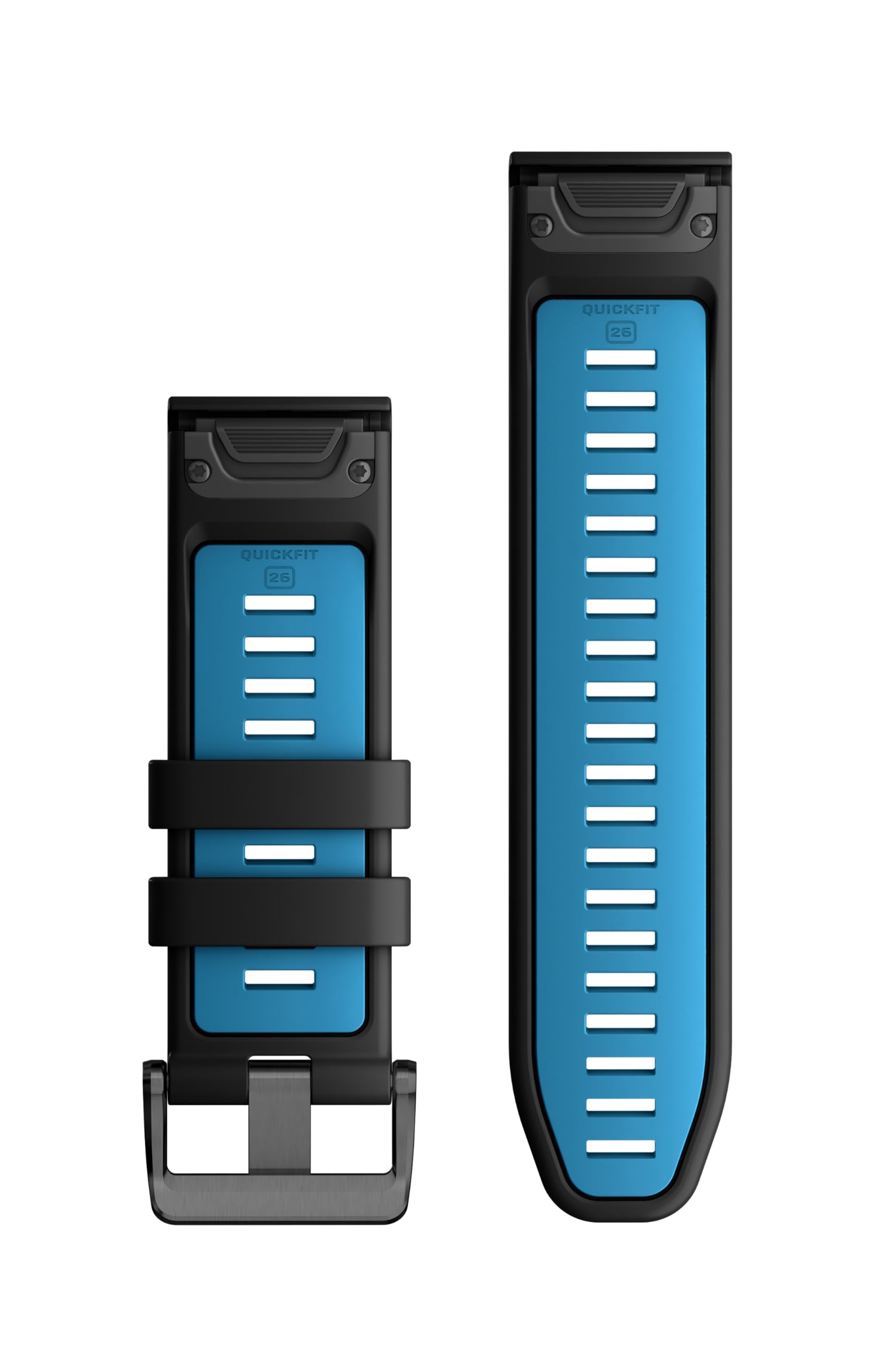 Garmin QuickFit Watch Bands (26mm), suitable for selected fēnix-, epix-, Descent-, D2-, Instinct-, Forerunner- and Tactix series smartwatches, Original accessory, Silicone, Black/Cirrus Blue