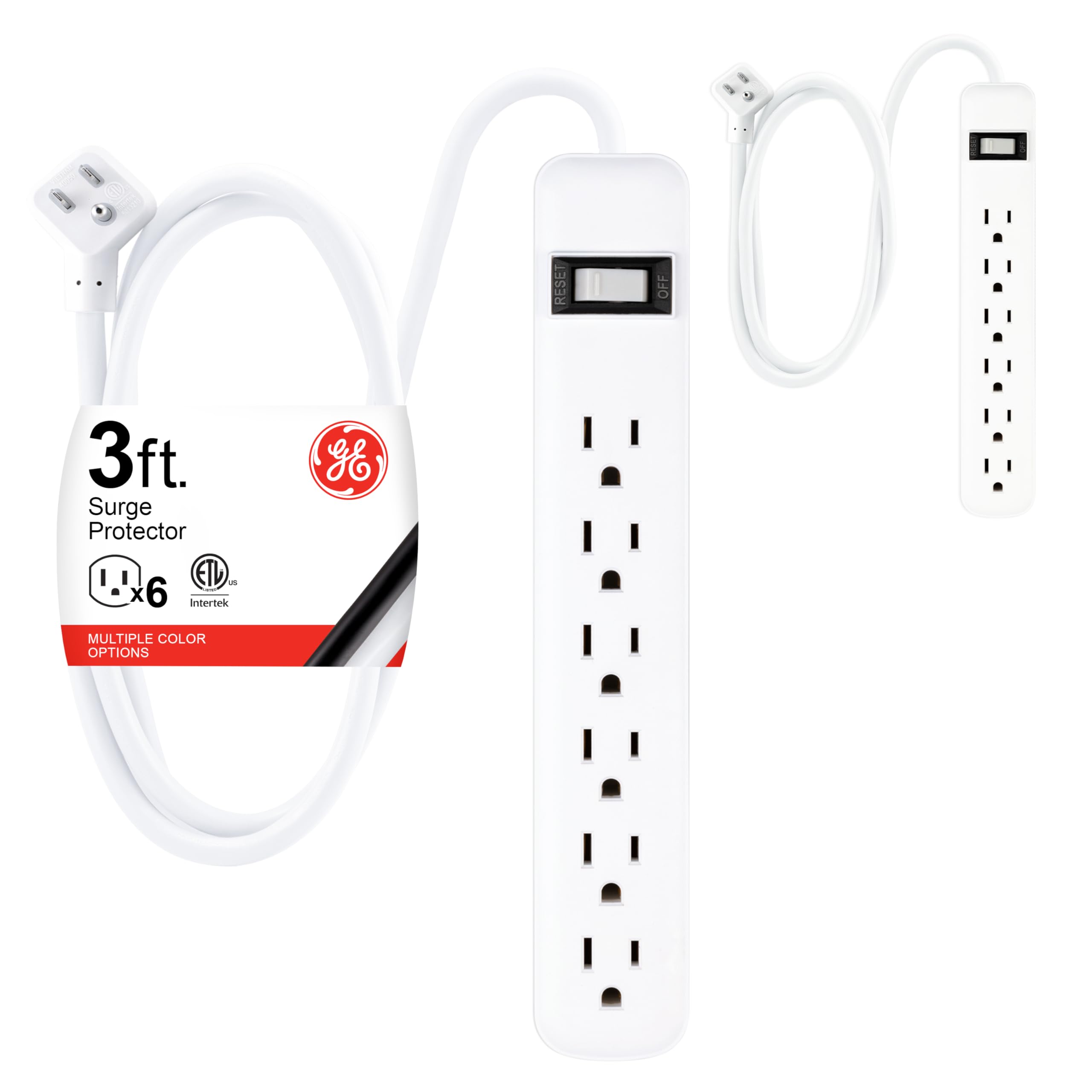 GE 14709 104J 6-Outlet Surge Protector Strip - 2 Pack