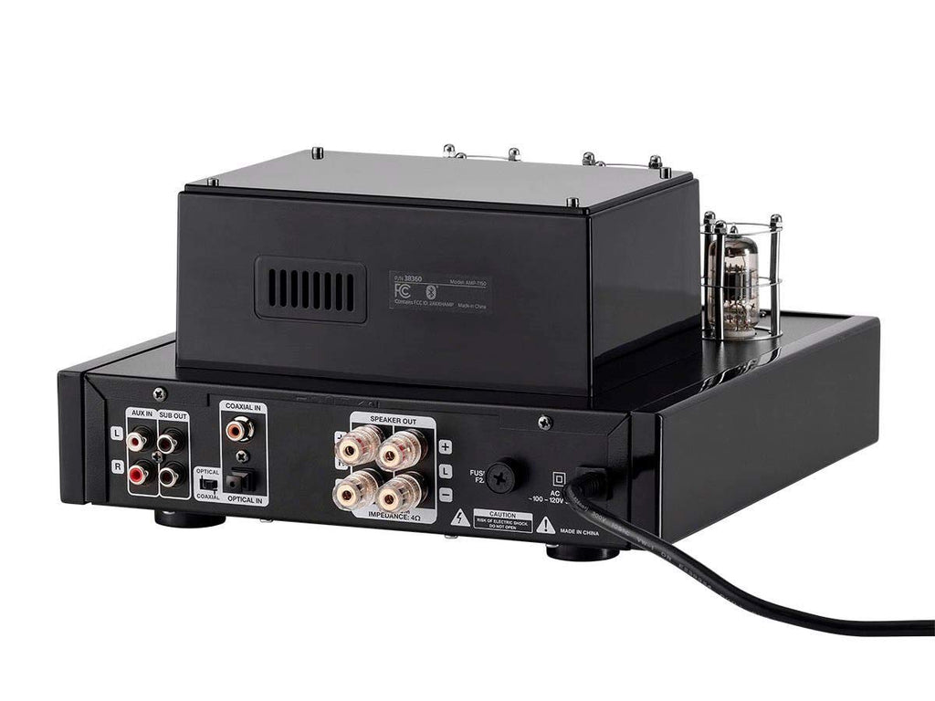 Monoprice 138360 25 Watt Stereo Hybrid Tube Amplifier 2019 Edition with Bluetooth Optical Coaxial and USB Inputs and Subwoofer Out