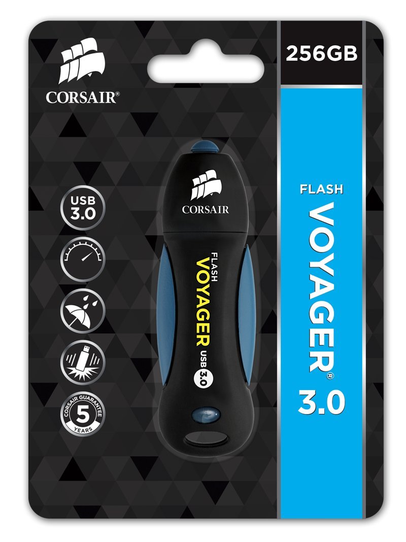 Corsair CMFVY3A-256GB Voyager v2 256 GB USB 3.0 Rugged Waterproof Flash Drive - Black