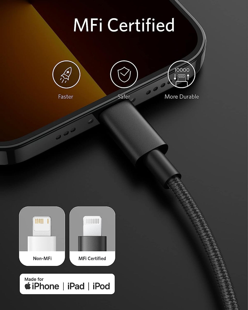 Anker New Nylon USB-C to Lightning Cable, 331 Cable, Fast Charging Cord (6ft, MFi Certified) for iPhone 13 13 Pro 12 Pro Max 12 11 X XS XR 8 Plus, AirPods Pro, Supports Power Delivery (Black)