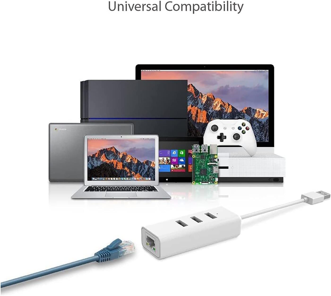 TP-LINK UE330 3-Port USB 3.0 Mini Data Hub with 10/100/1000 Gigabit Ethernet LAN Network Adapter for Apple MacBook Surface Pro XPS Laptop Ultrabook Chromebook PC Mac and More