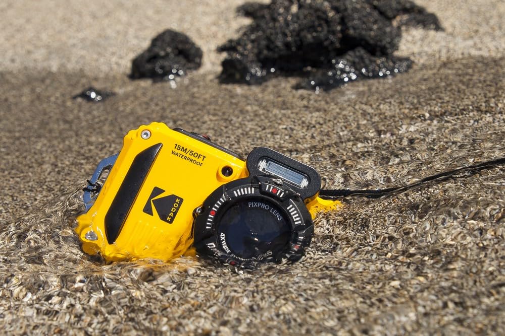 KODAK Pixpro WPZ2 - 16M Pixel Compact Digital Camera, Waterproof to 15m, Shockproof, 720p Video, 2.7" LCD Screen - Li-ion Battery, Yellow