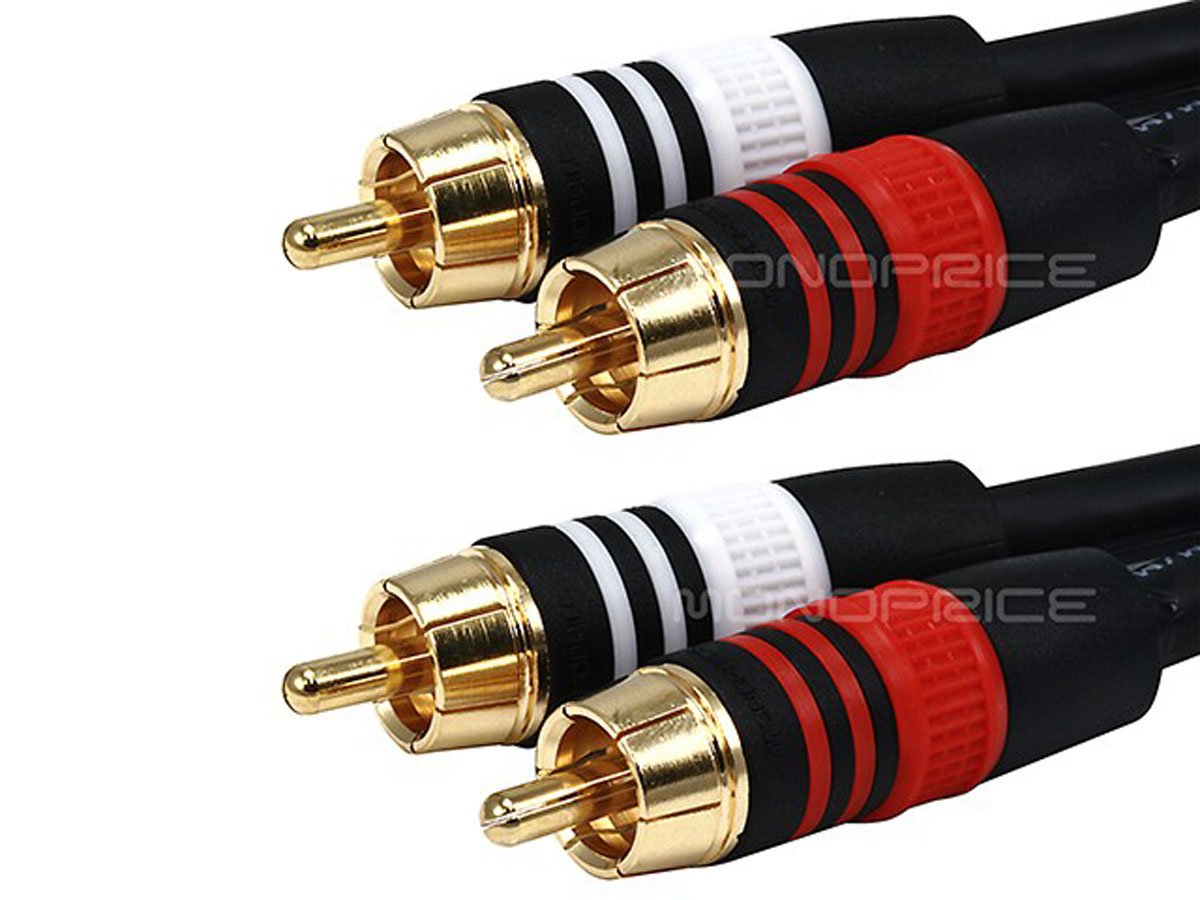 Monoprice 102867 35 ft Premium 2 RCA Plug/2 RCA Plug Male to Male 22AWG Cable - Black