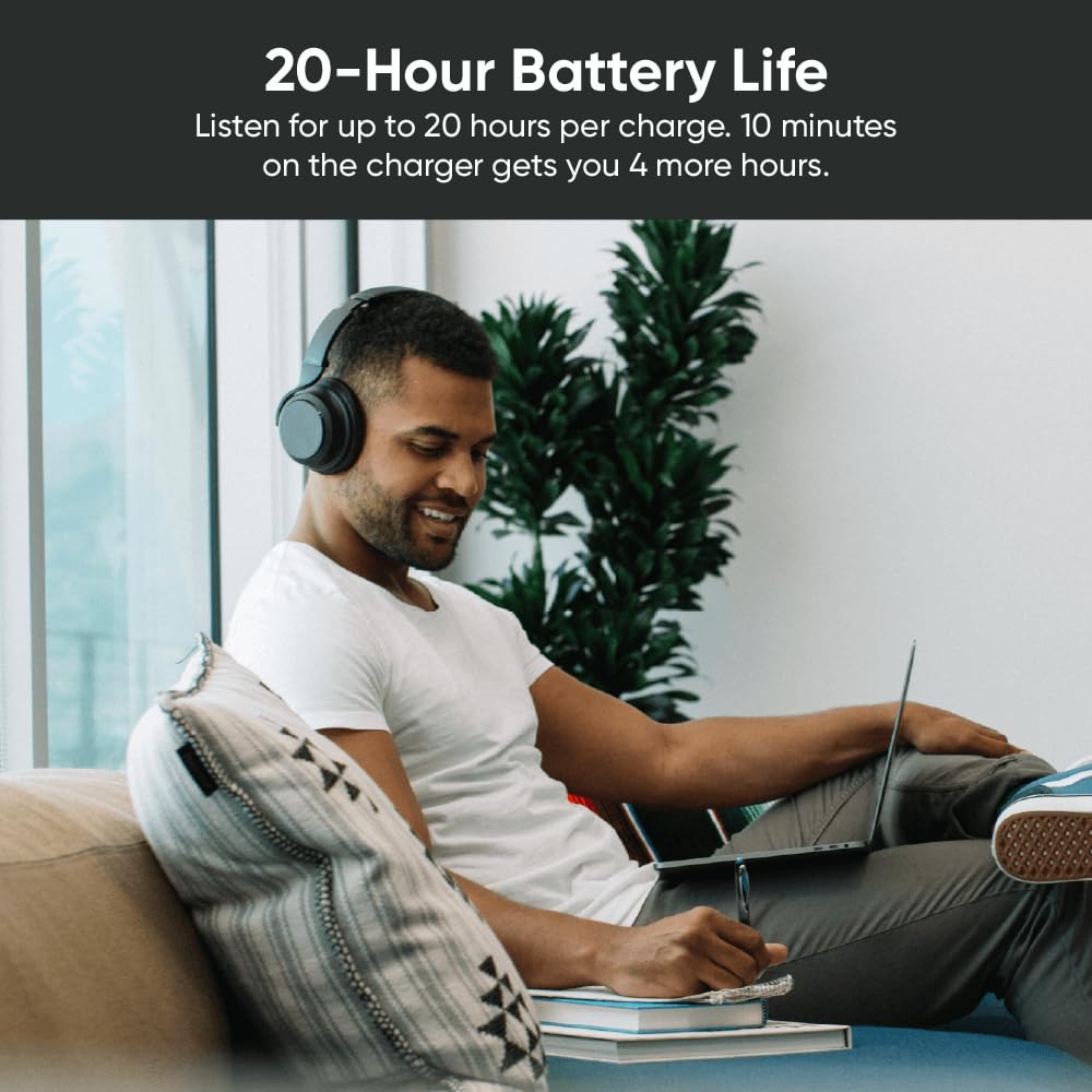 WYZE Noise Cancelling Headphones and Hard Case for Travel, Wireless Over The Ear Bluetooth Headphones with Active Noise Cancellation, Transparency Mode, Clear Voice Pick-up, Alexa Built-in
