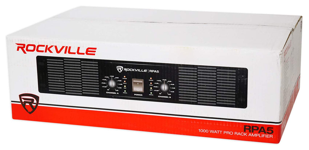 Rockville RPA5 1000 Watt Peak / 500w RMS 2 Channel Power Amplifier Pro/DJ Amp