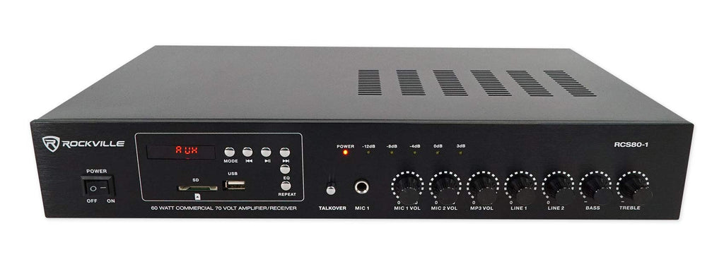 Rockville RCS80-1 60 Watt 70V Commercial/Restaurant Amplifier/Bluetooth Receiver