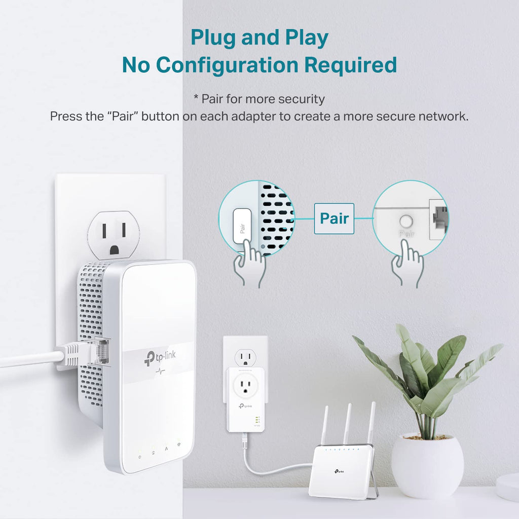 TP-Link Powerline WiFi Extender TL-WPA7617 KIT - Includes AV1000 Powerline Ethernet Network Adapter and AC1200 Dual Band Extender, Gigabit Port, Passthrough, OneMesh, Ethernet Over Power, Plug & Play