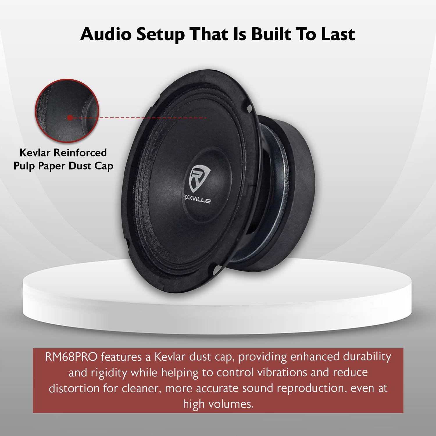 Rockville RM68PRO 6.5-Inch 8 Ohm SPL Mid-Bass Midrange Car Speaker 105dB 200w-Set of 1