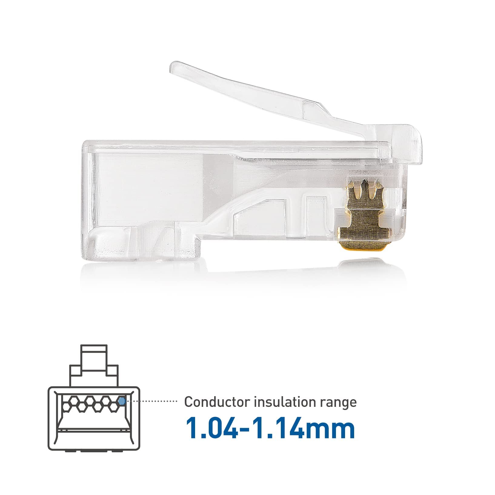 Cable Matters 100-Pack Cat 6 RJ45 Modular Plugs for Large Diameter Cable, 50� Gold Plated, Cat6 RJ45 Connector, Ethernet Connector, Ethernet Ends, Cat6 Connectors